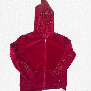 Y2k burgundy gemmed velour zip-up hoodie